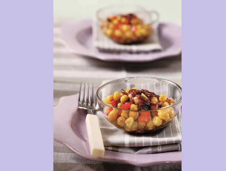 Ρεβίθια με πιπεριές Φλωρίνης και καραμελωμένα κρεμμύδια από τον Ηλία Μαμαλάκη