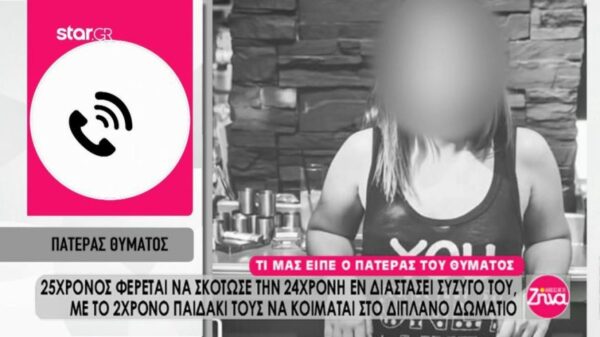 Συγκλονίζει ο πατέρας της 24χρονης που δολοφονήθηκε τα ξημερώματα από τον σύζυγο της: Την χτυπούσε και την έβριζε…