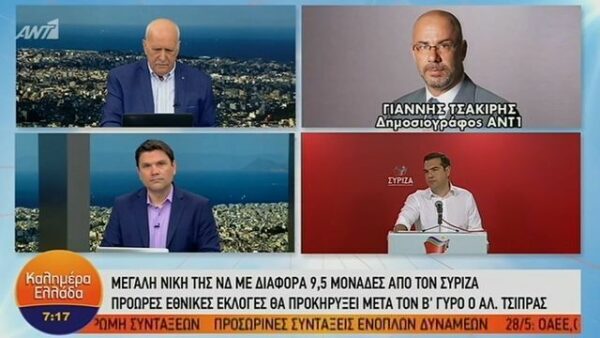 Τα αποτελέσματα των εκλογών-Πρώτη η Ν.Δ με διαφορά 9,5 μονάδες. Εκλογές τον Ιούνιο