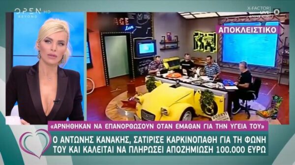 Αποζημίωση 100.000 ευρώ καλείται να πληρώσει ο Αντώνης Κανάκης