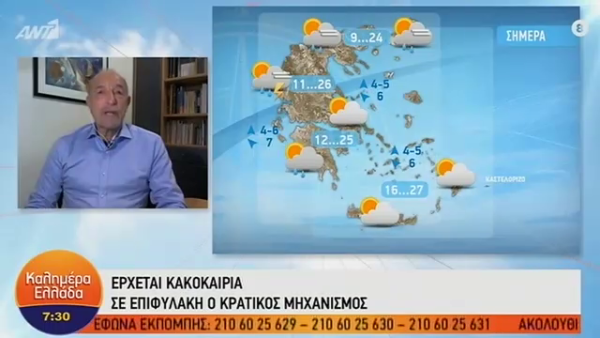Η πρόγνωση του καιρού από τον Τάσο Αρνιακό