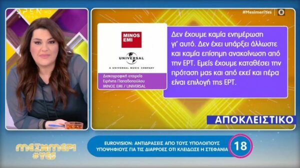 Eurovision: Αντιδράσεις από τους υποψήφιους για τις διαρροές ότι θα μας εκπροσωπήσει η Στεφανία Λυμπερακάκη