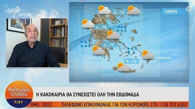 Η πρόγνωση του καιρού από τον Τάσο Αρνιακό