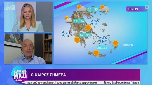 Τάσος Αρνιακός: Πολύ καλός ο καιρός σήμερα, με κάποιες μπόρες σε μερικά σημεία….