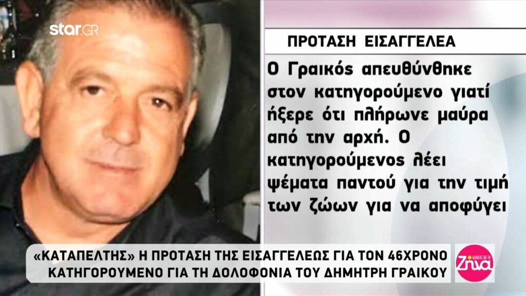 Καταπέλτης η εισαγγελέας για τον κατηγορούμενο για τη δολοφονία του Δημήτρη Γραικού: Λέει ψέματα παντού