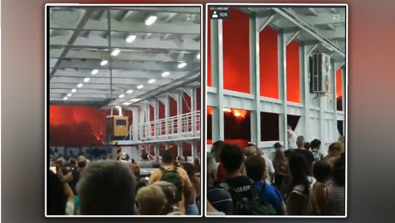 Συγκλονιστικό βίντεο από το φέρι που φεύγει από Εύβοια: «Δεν γίνεται να είναι πραγματικότητα, σαν ταινία μοιάζει»