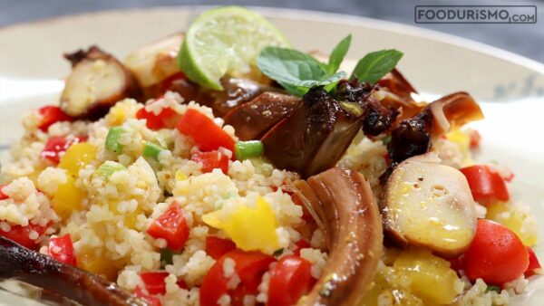 Χταπόδι σε καλοκαιρινή σαλάτα πληγούρι