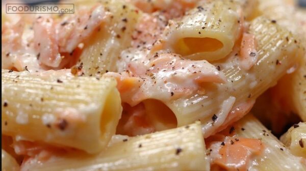 Ριγκατόνι με βότκα και σολομό