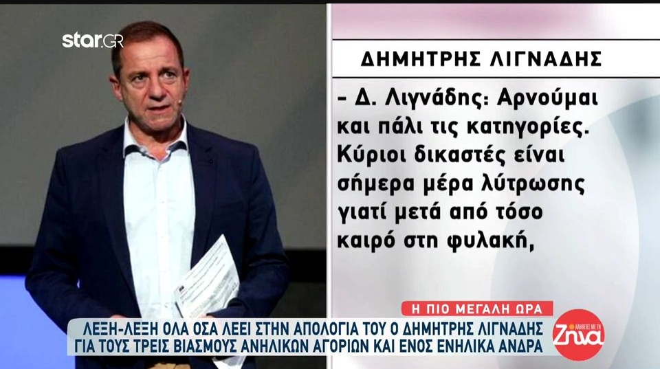 Δημήτρης Λιγνάδης: Λέξη-λέξη όλα όσα λέει στην απολογία του- Ο τίτλος που είχα δώσει στον Α…ήταν “αυτός που ήθελε να γίνει Ρουβάς”