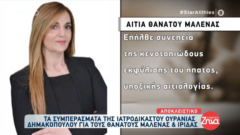 Αποκάλυψη: Οι αιτίες θανάτου για Μαλένα και Ίριδα σύμφωνα με την ιατροδικαστή Ουρανία Δημακοπούλου