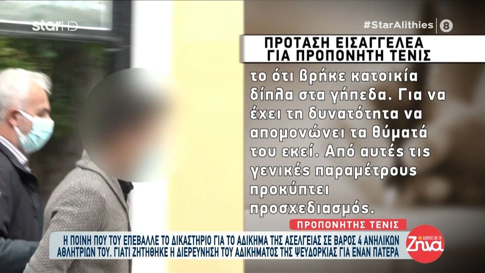 Σε 20 χρόνια κάθειρξης καταδικάστηκε ο προπονητής τένις-“Καταπέλτης” ο εισαγγελέας: Αποδείχθηκε ότι είναι επικινδυνος άνθρωπος, αμετανόητος και χειριστικός