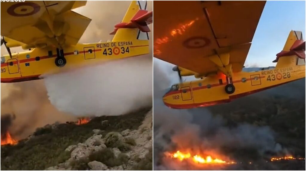 Ισπανία: Η στιγμή που Canadair επιχειρεί στις φωτιές στην Τενερίφη