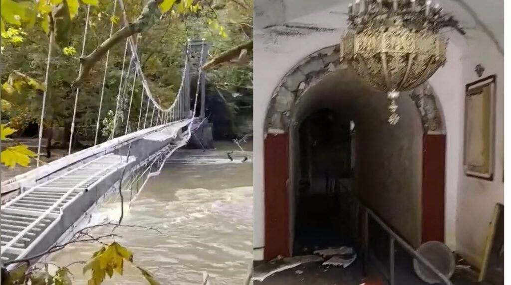 Αποκαρδιωτικές εικόνες στα Τέμπη: Καταστράφηκε η κρεμαστή γέφυρα, ζημιές και στην Αγία Παρασκευή (video)