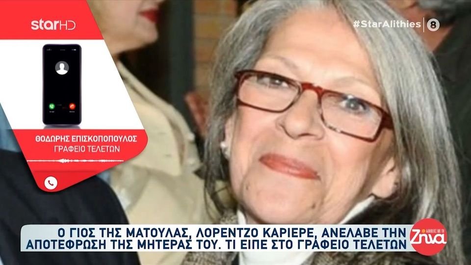 Θάνατος Ματούλας: Ο γιος της Λορέντζο Καριέρε ανέλαβε την κηδεία της μητέρας του-Ο γιος θέλει να είναι μόνος του στη διαδικασία και…