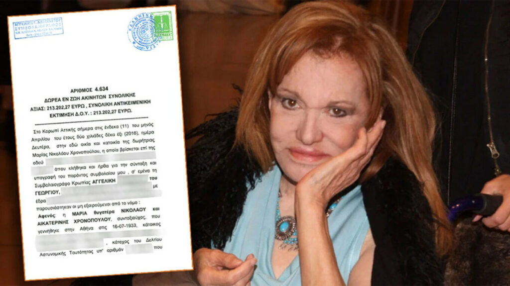 Μαίρη Χρονοπούλου: Συμβολαιογραφικές πράξεις με το «Χαμόγελο του Παιδιού» ανατρέπουν τη διαθήκη της