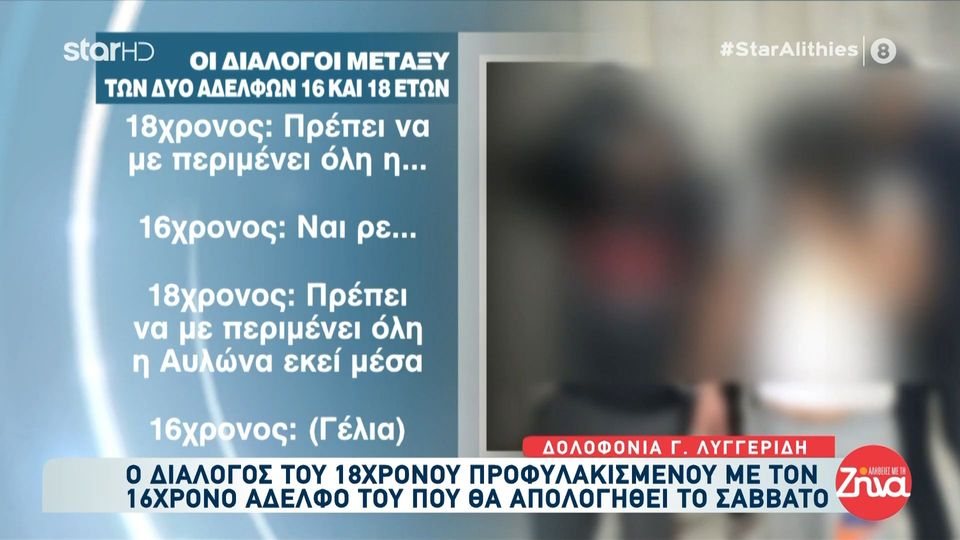 Δολοφονία Λυγγερίδη- Σοκάρουν οι διάλογοι μεταξύ των δύο συλληφθέντων  αδελφών 16 και 18 ετών: Μόνο και μόνο που έχεις κάνει αυτό θα σε έχουν όλοι πολύ πάνω στην Αυλώνα…