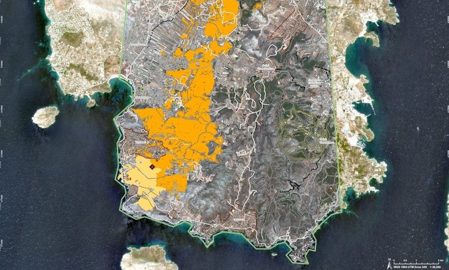 Φωτιά στη Λαυρεωτική: Πάνω από 15.800 στρέμματα η καμένη έκταση – Δορυφορική εικόνα του Copernicus