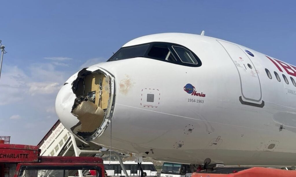 Airbus συγκρούστηκε με πουλί λίγο μετά την απογείωση από Μαδρίτη: Καταστράφηκε η «μύτη» του, δείτε βίντεο και φωτογραφίες