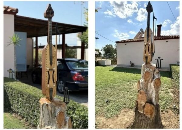 Ποντιακή λύρα 2,5 μέτρων έφτιαξε συνταξιούχος στις Σάπες Ροδόπης – Η δεύτερη ζωή για ένα δέντρο που ξεράθηκε