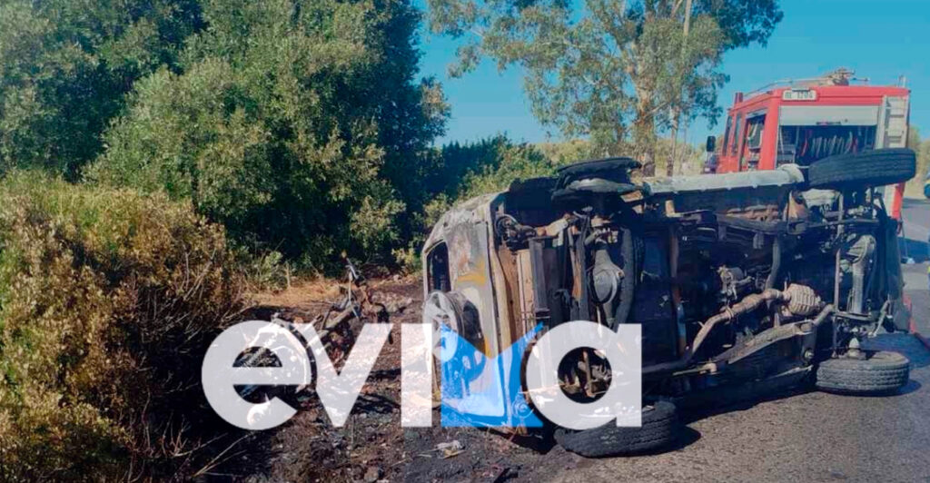 Τροχαίο δυστύχημα με δύο νεκρούς στο Αλιβέρι – Προκλήθηκε πυρκαγιά μετά τη σύγκρουση τζιπ και μηχανής