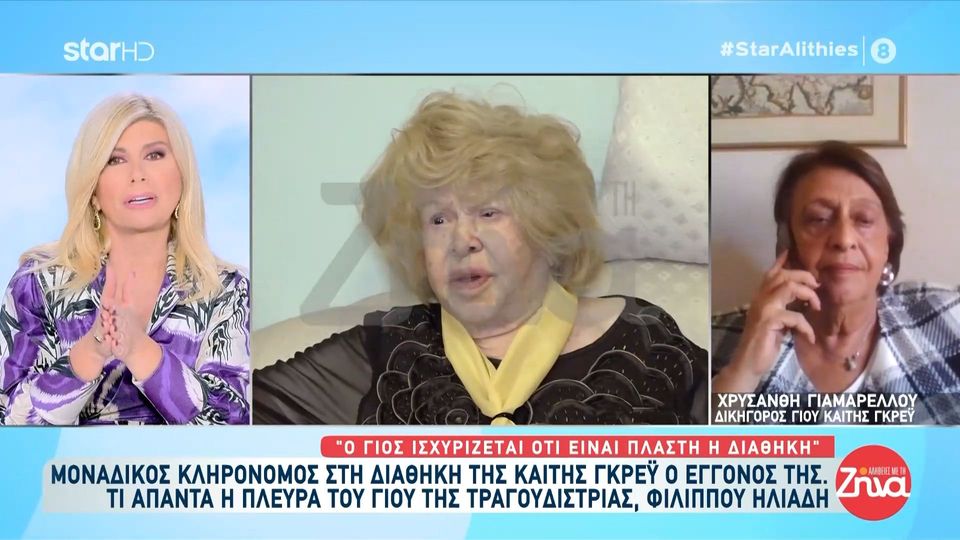 Μοναδικός κληρονόμος της Καίτης Γκρέυ ο εγγονός της-Δικηγόρος γιου Καίτης Γκρέυ: Μόλις έρθει η διαθήκη στα χέρια μας θα την πάμε σε γραφολόγο. Αν είναι όντως γνήσια…