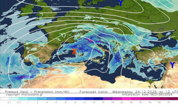 Καιρός: Διπλό κύμα κακοκαιρίας τα Χριστούγεννα – Η πρώτη τάση για την Πρωτοχρονιά