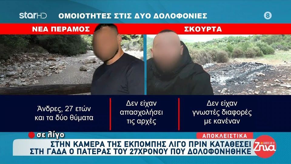 Οι ομοιότητες στις δύο δολοφονίες σε Νέα Πέραμο και Σκούρτα