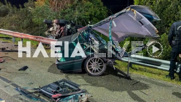 Πύργος: Μάχη για τη ζωή του δίνει 30χρονος μετά από τροχαίο – Κόπηκε στα δύο το αυτοκίνητό του