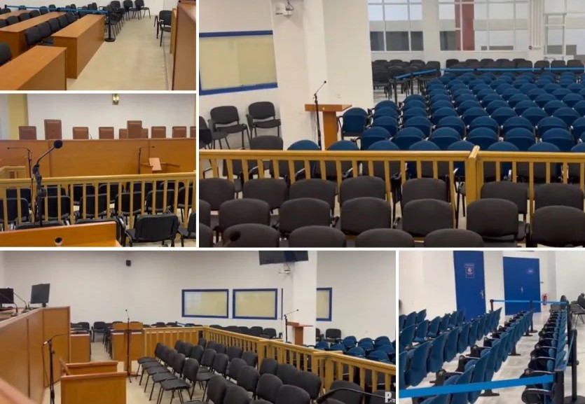 Λάρισα: Βίντεο με τις αλλαγές στην αίθουσα για τη δίκη των Τεμπών – Γκρέμισαν γυψοσανίδες για να αυξηθούν οι θέσεις
