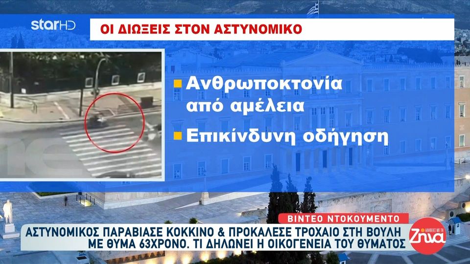 Την ίδια ημέρα με 5 χρόνια διαφορά τα 2 θανατηφόρα τροχαία έξω από τη Βουλή με οδηγούς αστυνομικούς