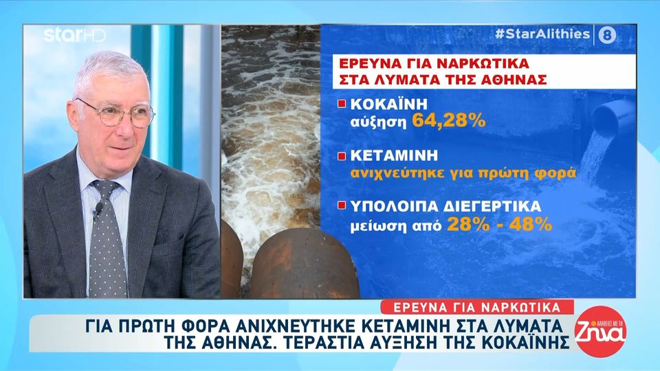 Για πρώτη φορά ανιχνεύτηκε κεταμίνη στα λύματα της Αθήνας – Τεράστια αύξηση της κοκαΐνης