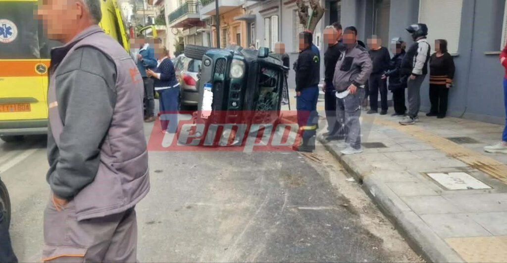 Αναποδογύρισε τζιπ μετά από τροχαίο στην Πάτρα, απεγκλωβίστηκε τετραμελής οικογένεια με δύο μικρά κορίτσια