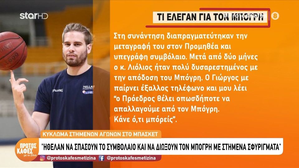Στημένοι αγώνες στο ελληνικό μπάσκετ:  «Ήθελαν να “σπάσουν” το συμβόλαιο και να διώξουν τον Μπόγρη με στημένα σφυρίγματα»