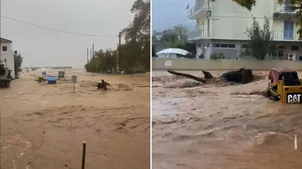 Πλημμύρισε η Σκιάθος από την ισχυρή κακοκαιρία, οι δρόμοι μετατράπηκαν σε χειμάρρους σε κεντρικούς δρόμους – Δείτε βίντεο